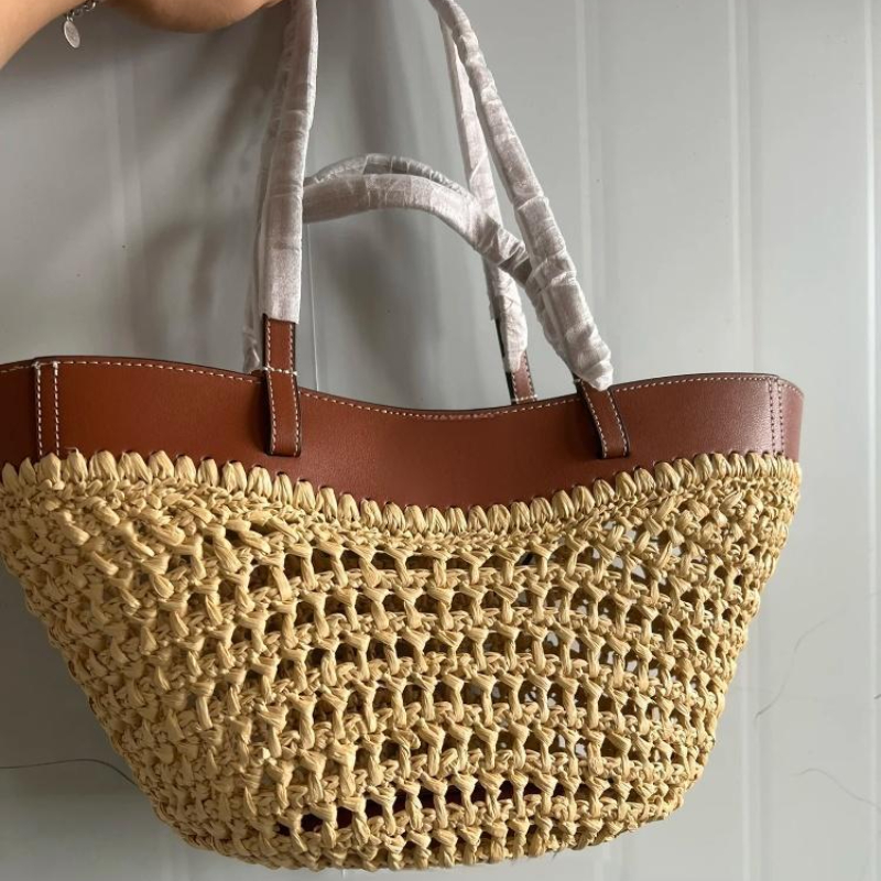 Luxury Bags For Travel - Markowa ażurowa torba plażowa z plecionki,