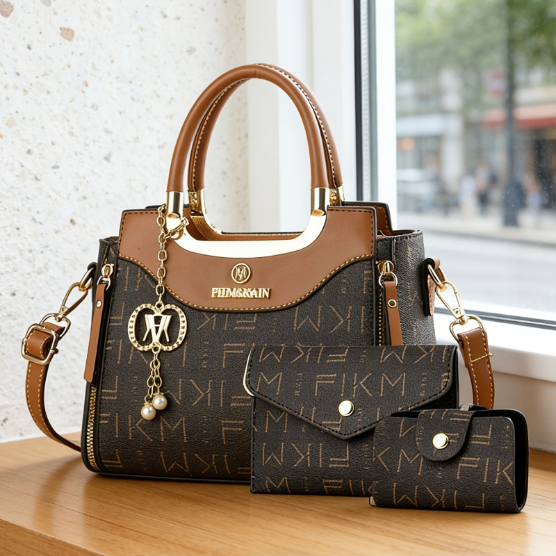 Luxury Bags & Leather Repair Of Atlanta - 3-częściowy zestaw torebek z nadrukowanymi literami