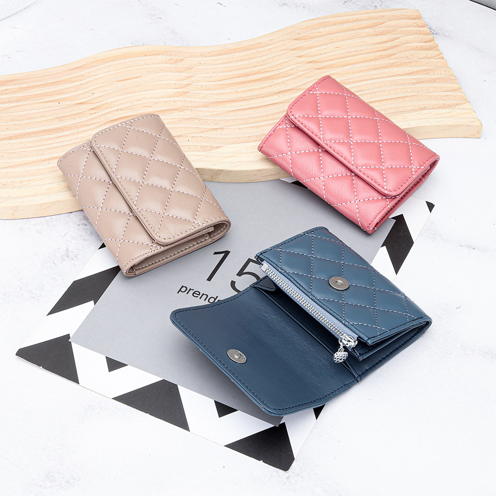 Luxury Quilted Bags - Portfel damski ze skóry owczej, pikowany,